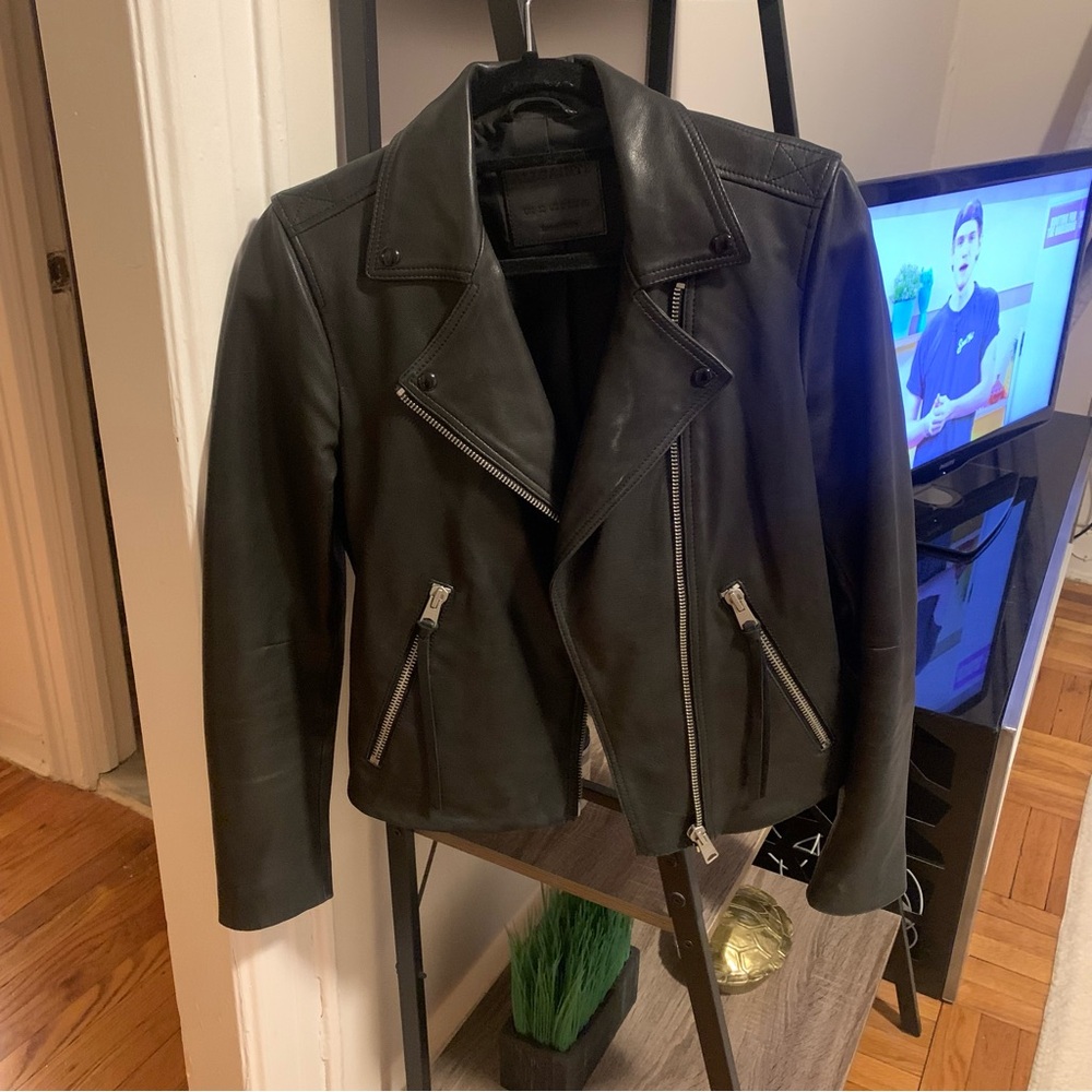 AllSaints Dalby Black Leather Jacket - Silver and Black Hardware